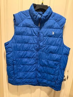 U.S. Polo Assn. Blue Jacket with Brown Sherpa Trim
